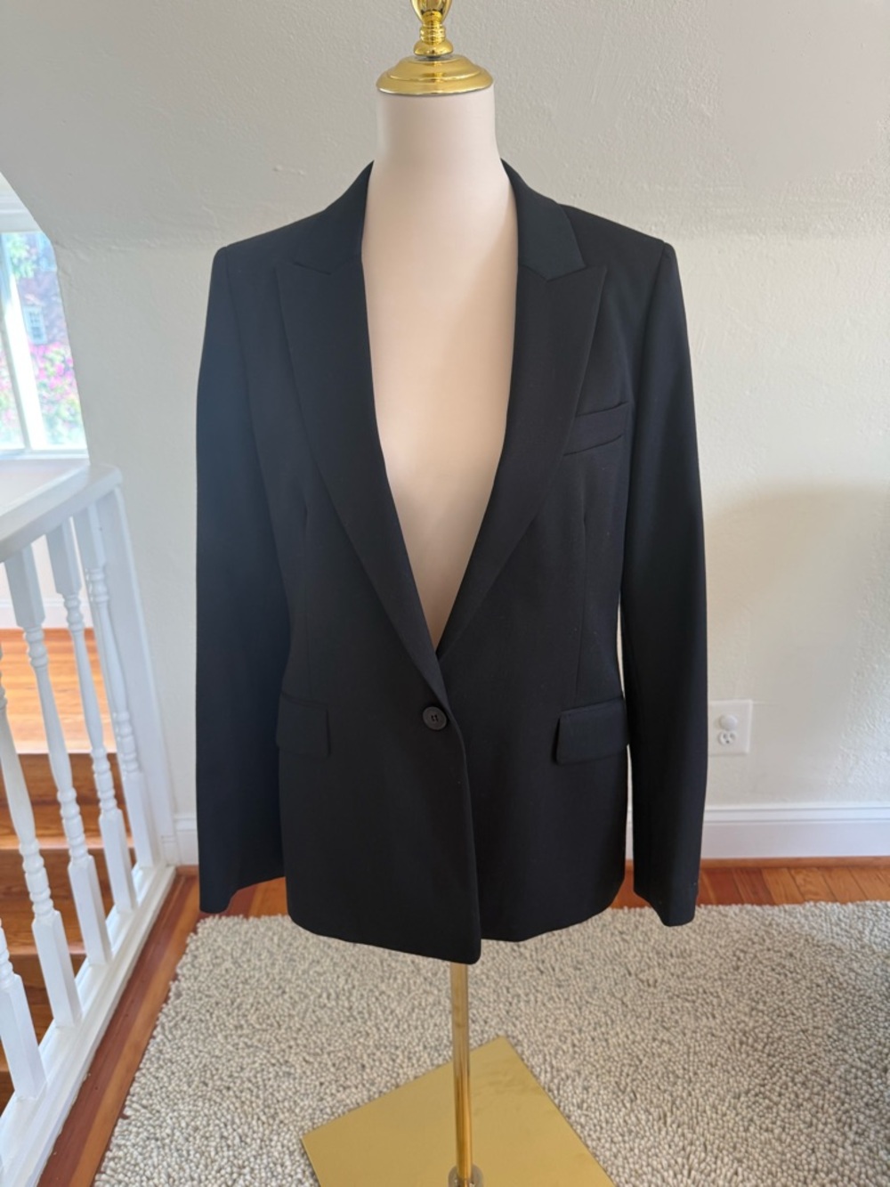 Reiss Harper Black Single-Button Tailored Women's Wool Blend Blazer Size 10 - Picture 3 of 12